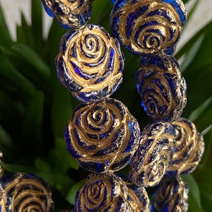 Rose flower beads - Flower beads - Glass flower beads - Czech glass flower beads -14mm - 6pcs