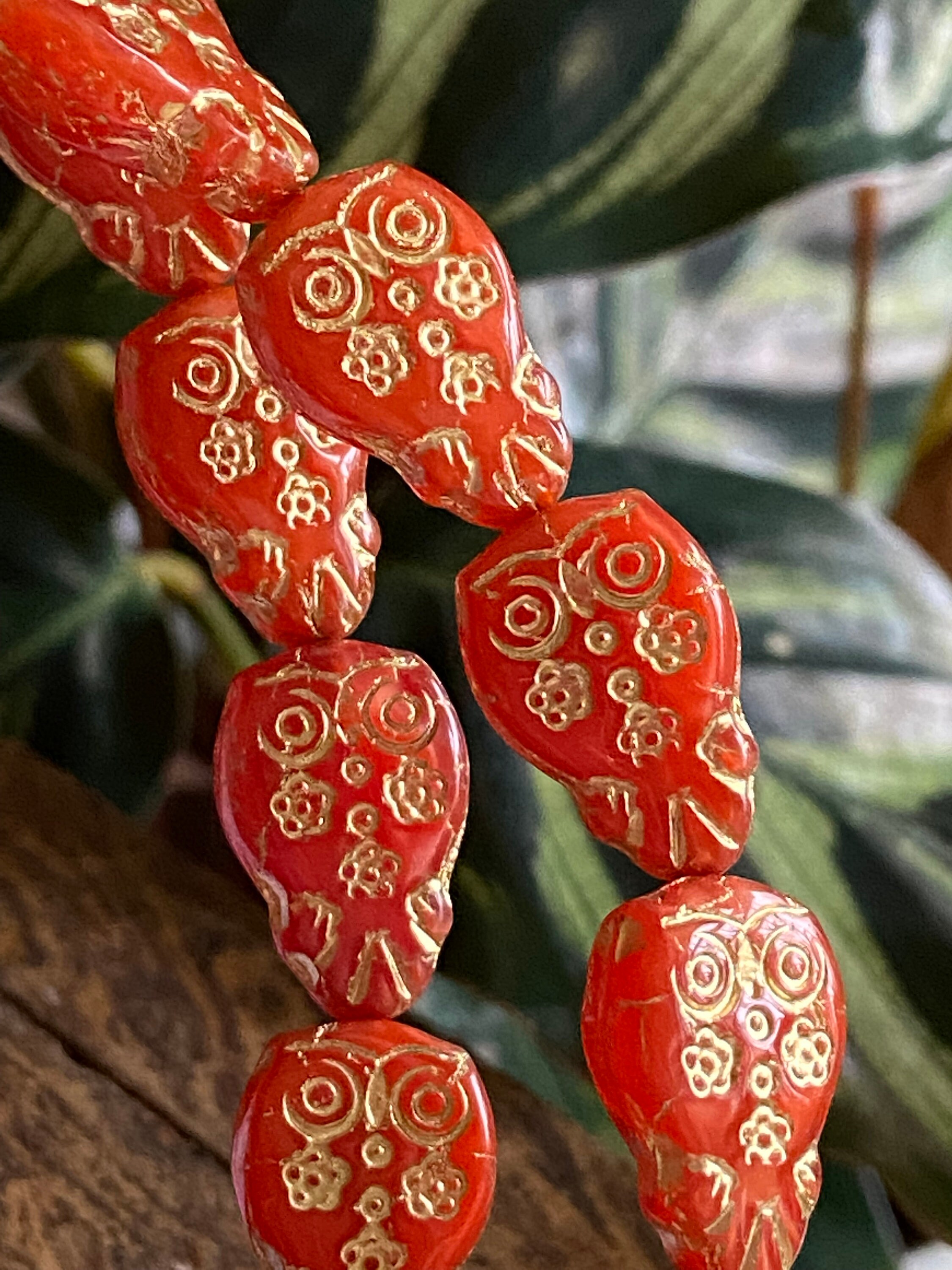 Owl Beads - Czech Beads - Czech Glass Beads - Animal Beads - Owl Pendant - Czech Glass Owl - Czech B