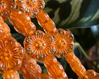 Flower Beads - Glass Flower Beads - Czech Glass Flower Beads - Czech Flower Beads - Wild Rose Beads - 14mm - 6pcs