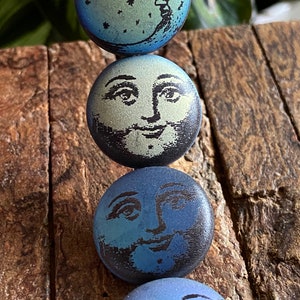 Czech Glass Beads - Czech Beads - Coin Beads - Moon Beads - Laser Etched Beads - Tattoo Beads - 22mm
