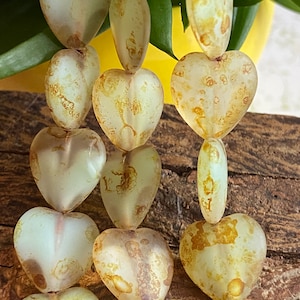 Heart Glass Beads - Heart Beads - Czech Glass Beads - Czech Beads - Czech Heart Beads - 16mm - 6 pcs
