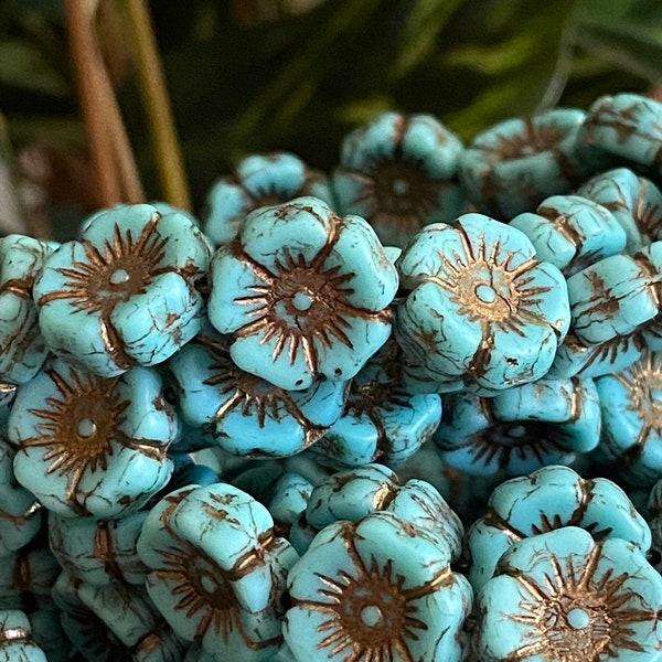 Flower Beads - Glass Flower Beads - Czech Glass Flower Beads - Czech Flower Beads - Wild Rose Beads - 12mm - 6pcs