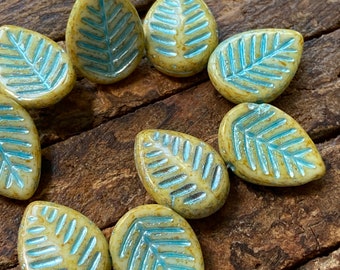 Czech Glass Beads - Leaf Beads - Czech Glass Leaf Beads - Leaves Beads - Czech Beads - 12x16mm - 15 pcs