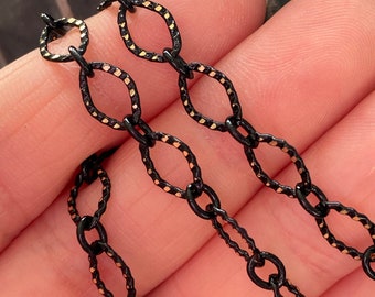 Sterling Silver Large Oval and Round Twisted Links Cable Chain Black Onyx Rings Necklace 38 Inches Sterling Silver Large Oval and Round Twisted Links Cable Chain Black Onyx Rings Necklace 38 Inches