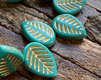 Czech Glass Beads - Leaf Beads - Czech Glass Leaf Beads - Leaves Beads - Czech Beads - 12x16mm - 15 pcs