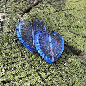 Heart Glass Beads - Heart Beads - Czech Glass Beads - Czech Beads - Czech Heart Beads - 22mm - 2 pcs