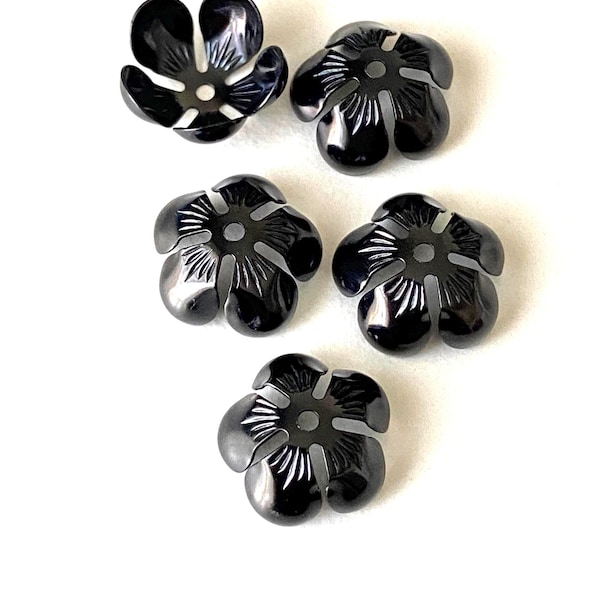 Black Flower Bead Cap - Flower Bead Caps - Bead Caps - Flower Caps - 13.5x6mm