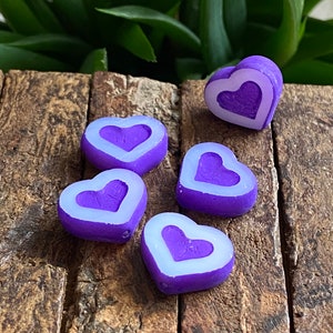 Heart Glass Beads - Heart Beads - Czech Glass Beads - Czech Beads - Czech Heart Beads - 14x12mm - 6 pcs
