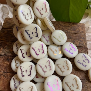 Butterfly Beads - Czech Glass Beads - Laser Etched Beads - 17mm - 8 pcs