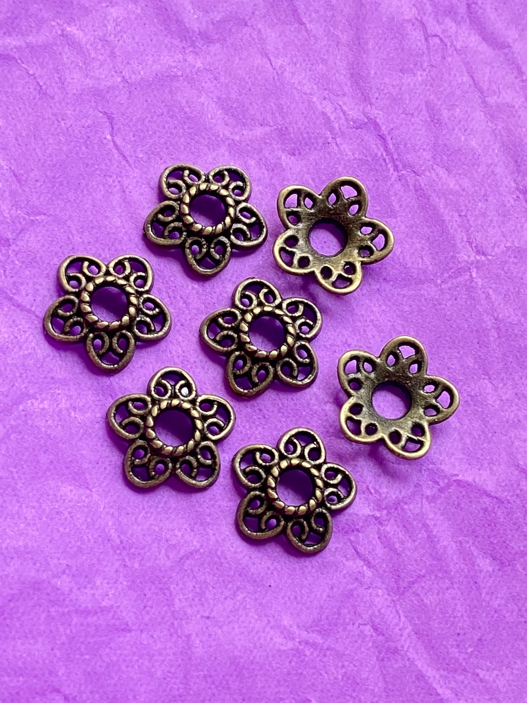 Bead Caps End Caps Bronze Caps Metal Bead Caps Antique Etsy