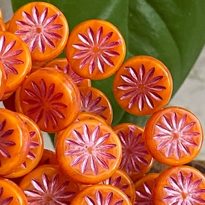 Czech Glass Beads - Floral Beads - Flower Beads - Czech Beads -Aster Beads - Coin Beads - 12mm - 15 pcs