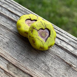 Heart Glass Beads - Heart Beads - Czech Glass Beads - Czech Beads - Czech Heart Beads - 21mm - 2 pcs