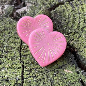 Heart Glass Beads - Heart Beads - Czech Glass Beads - Czech Beads - Czech Heart Beads - 22mm - 2 pcs