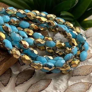 Czech Glass Beads - Faceted Czech Glass Beads - Czech Beads - Picasso Beads - Oval Beads - 7x5mm - 20pcs