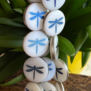 Dragonfly Beads - Czech Glass Beads - Laser Etched Beads - 16mm - 8 pcs