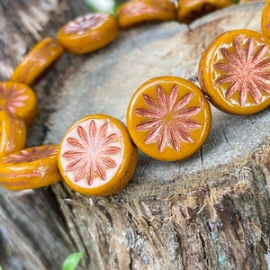 Czech Glass Beads - Floral Beads - Flower Beads - Czech Beads -Aster Beads - Coin Beads - 12mm - 15 pcs
