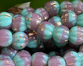 LARGE HOLE BEADS - Czech Glass Beads - Melon Beads - Round Beads - 6mm or 8mm