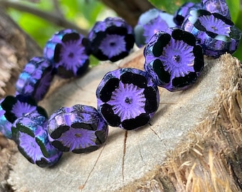 Hibiscus flower beads - Hawaiian flower beads - Glass flower beads - Czech glass flower beads - Flower beads - Choose your size