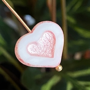 Heart Glass Beads - Heart Beads - Czech Glass Beads - Czech Beads - Czech Heart Beads - 14x12mm - 6 pcs