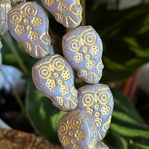 Owl Beads - Czech Beads - Czech Glass Beads - Animal Beads - Owl Pendant - Czech Glass Owl - Czech Beads - 16x11mm - 4pcs