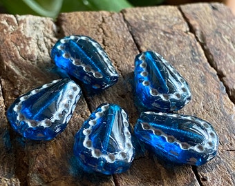 Drop beads - Czech glass beads - Teardrop beads - Glass teardrop beads - Tear drop beads - 17x12mm - 6 pcs