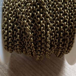 Antiqued brass rollo chain - Brass chain - Brass rollo chain - Ox brass chain - Rollo chain - Rolo chain