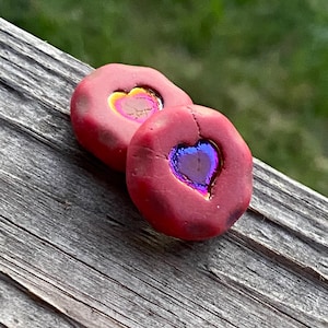 Heart Glass Beads - Heart Beads - Czech Glass Beads - Czech Beads - Czech Heart Beads - 21mm - 2 pcs