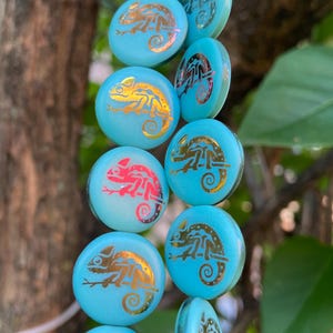 Czech Glass Beads - Coin Beads - Chameleon Beads - Laser Beads - New Czech Beads - Tattoo Beads - 17mm - 8pcs