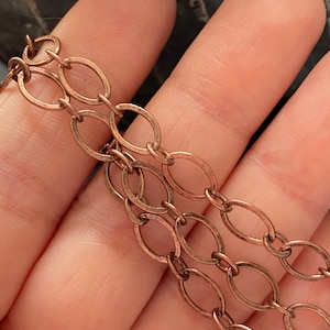 Antiqued Copper Flat Oval Metal Chain - Copper Chain - Antiqued Copper Chain - Antique Copper Oval Chain