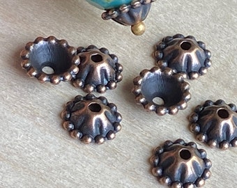 Antiqued Copper Bead Caps - Cone Bead Caps - Copper Bead Caps