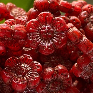 Flower Beads - Glass Flower Beads - Czech Glass Flower Beads - Czech Flower Beads - Wild Rose Beads - 14mm - 6pcs