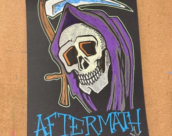 Grim Reaper Art • “Aftermath” 5.5x8 Acrylic • Dark Gothic • Reaper Painting • Skull Artwork • Original Lowbrow Art • Randall Scott Studios