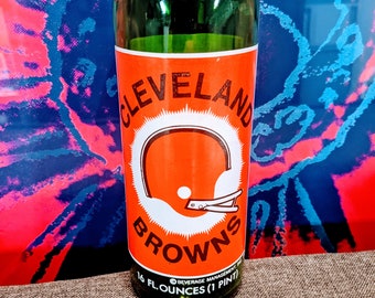 YAVA GLASS - Upcycled 7 UP Cleveland Browns Championships Bottle Glass