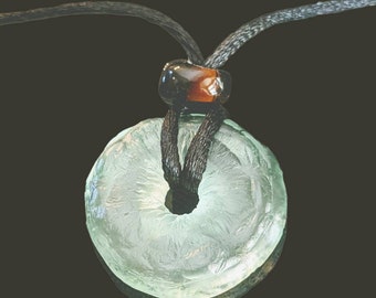 YAVA Glass - Upcycled Aquamarine and Amber Glass Bead/Pendant