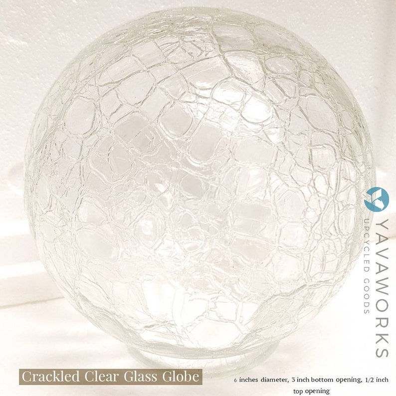 Vintage Clear Crackled Glass Globe image 1