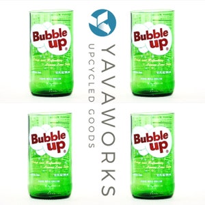 Set of Four Retro Bubble up Soda Advertising Drinking Glasses 