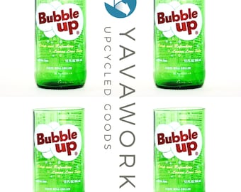 YAVAGLASS - Upcycled Bubble Up Soda Bottle Glasses (Set of 4)