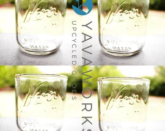 YAVAWORKS - Upcycled Kerr's Wide Mouth Mason Jar Glasses (Set of 4)