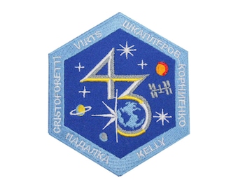 Toppa ricamata da cucire/stirare/agganciare con velcro della missione spaziale ISS Expedition 43 Soyuz