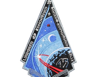Toppa ricamata da cucire/stirare/agganciare con velcro "Space Expedition 45 ISS USA"