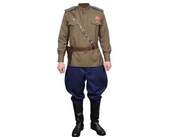 ソ連軍 空軍系 制服上下セット 徽章付き 儀礼用 士官候補生 儀礼服 ソビエト空軍制服、ソ連軍制服、赤軍兵士スーツ、ソ連ヴィンテージ
