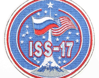 Toppa ricamata da cucire/stirare/agganciare con velcro "Space Expedition 17 ISS USA"