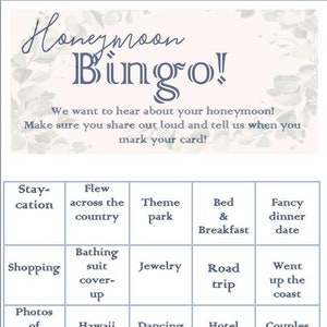 Brautdusche Spiel Pack, Honeymoon Bingo und Ehe Ratschläge Karten. Digitaler Download. Pink- und Eukalyptusakzente mit blauer Beschriftung.