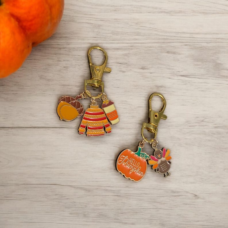 Fall Keychains Adult Custom Fall Autumn Bag Charm, Build Your Own Thanksgiving Bag Charm ...