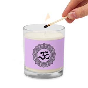 Purple OM ~ Glass Jar Soy Wax Candle