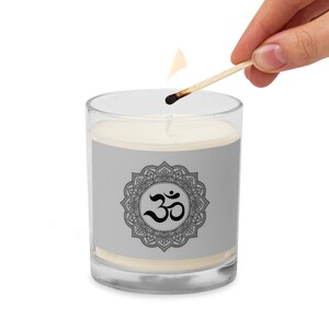 Gray OM ~ Glass Jar Soy Wax Candle