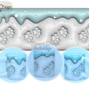 Puffy PAW PRINTS in Snow 3D Inflated 11 Oz Mug Wrap Design | Notebook | Phone Case | High Resolution PNG Files | Digital Download