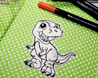 10 T-REX Raw Appliques | Machine Embroidery Designs | Colour-In Designs | Instant Download | Baby Dinosaur Motifs | Smart D'sign Embroidery