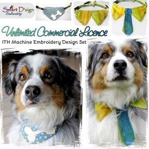 Extended Commercial Licence | BLANK ITH Dog Bandana Collar Bibs | 4x4, 5x7, 6x10 inch Sizes Machine Embroidery Design Set | Smart D&#39;sign