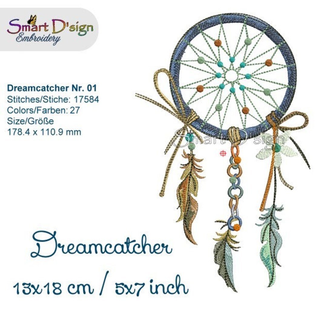Machine Embroidery Design Dreamcatcher Nr.1 Doodle 5x7 Inch 13x18 Cm